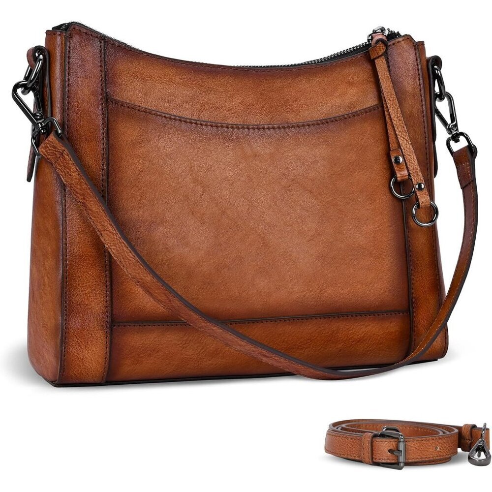 Women Light Brown Genuine leather Imported Purses Handbag Crossbody Bags